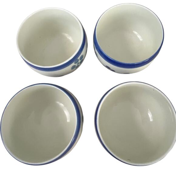 Set of 4 Vintage Japan Koransha Arita Ware Porcelain Teacups Bowls Blue Floral - Picture 8 of 11